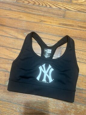 New Era Black Sports Bra with White NY Logo